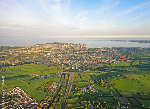 Aerial view of Torquay town and Torbay 