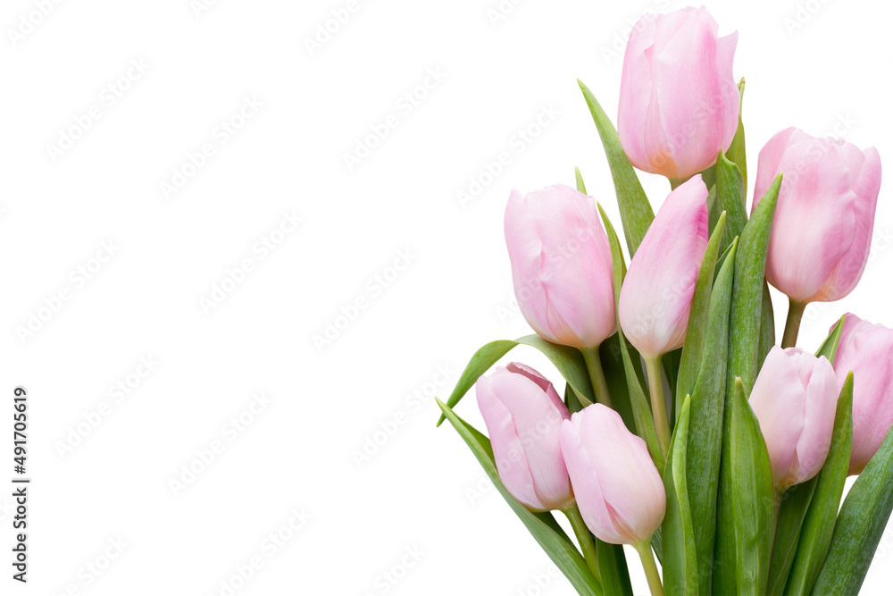 Fresh pink tulip flowers bouquet on shelf in front of wooden wall. Fresh pink tulip flowers bouquet on shelf in front of wooden wall.