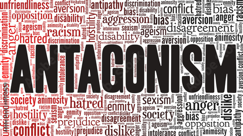 Antagonism conceptual vector illustration word cloud isolated on white background.