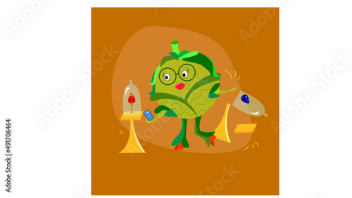 Funny clumsy cabbage illustration