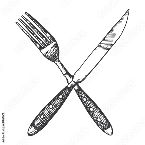 Cutlery fork and knife sketch