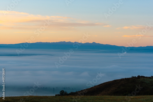 Landscape with morning fog