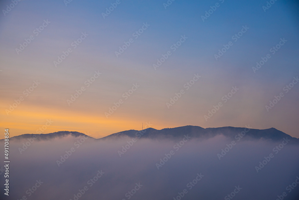 Landscape with morning fog