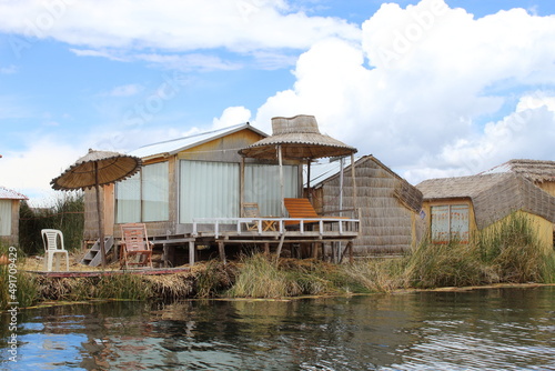 Tableau sur toile Lake Titicaca is the highest navigable lake in the world where the community of