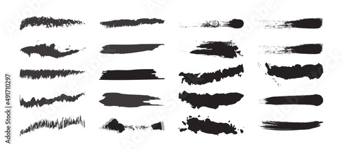 Painting brushes and ink brushes  black paint  dirty  backdrop set flat vector illustration. 