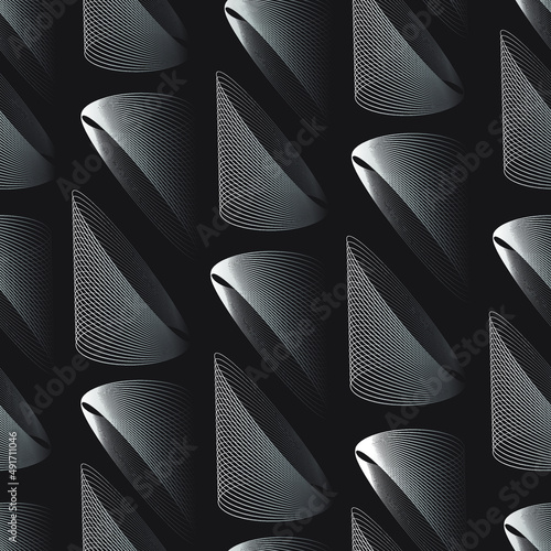 Quadro su tela Abstract monochrome geometric, futuristic ornament