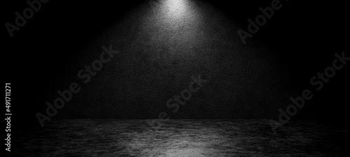 Empty dark abstract cement wall, Luxury background with advertising backdrops. Empty flooring scene for showing. Studio room , 3D illustration.