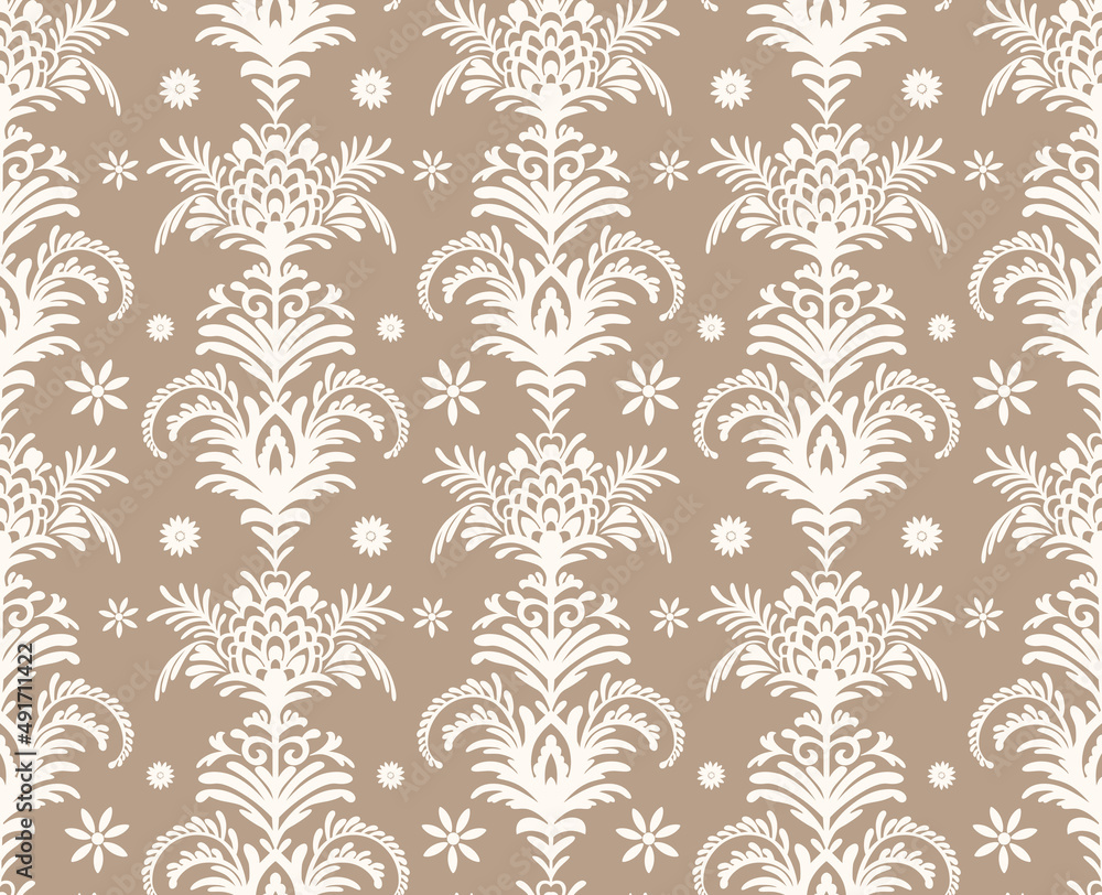 Seamless floral damask pattern, ethnic print. Seamless floral damask pattern, ethnic print.