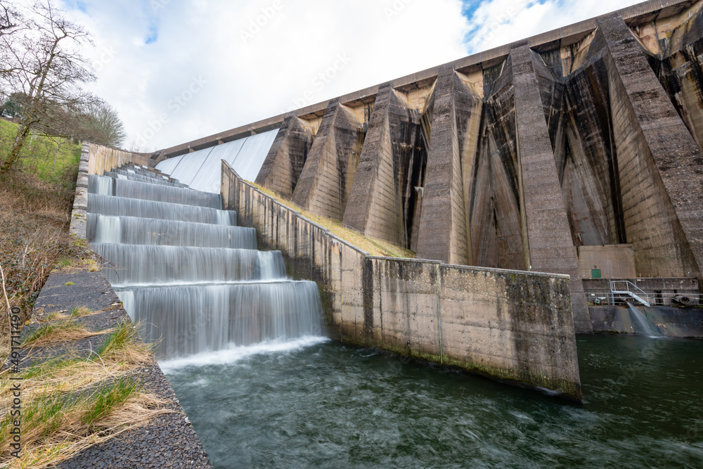 Long exposure of the waterfall flowing over Wimbleball dam at Wimbleball lake in Somerset Long exposure of the waterfall flowing over Wimbleball dam at Wimbleball lake in Somerset