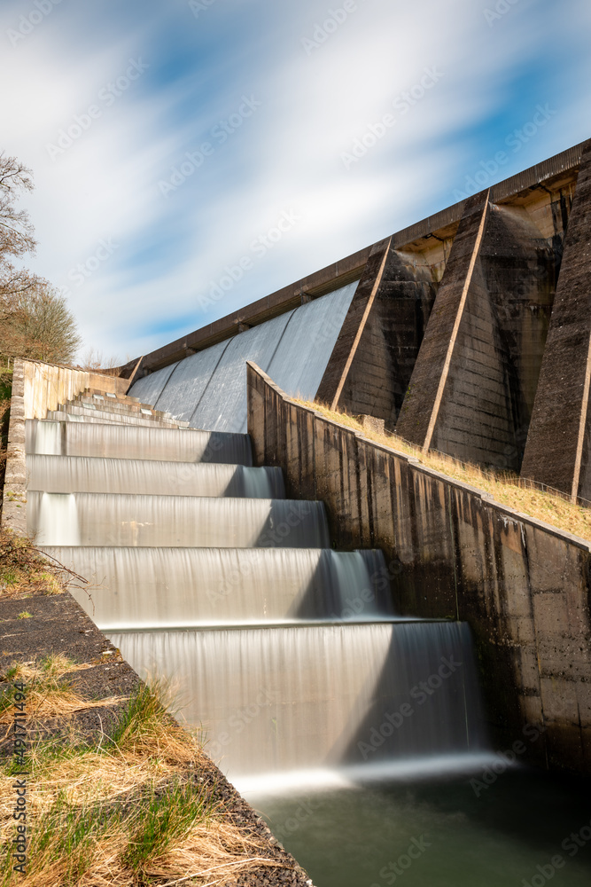 Long exposure of the waterfall flowing over Wimbleball dam at Wimbleball lake in Somerset Long exposure of the waterfall flowing over Wimbleball dam at Wimbleball lake in Somerset