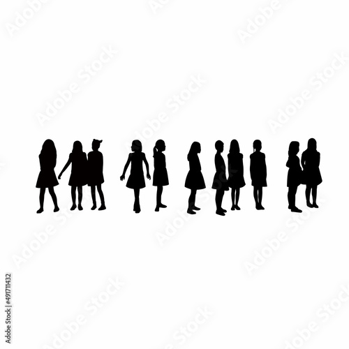 many children bodies, silhouette vector