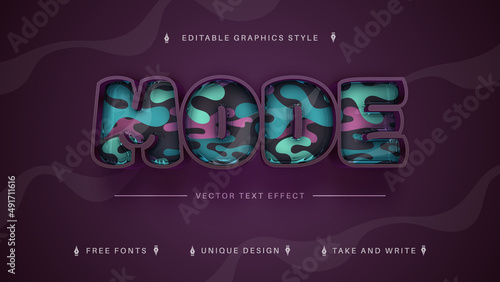 Mode - editable text effect, font style