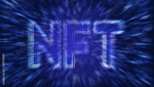 NFT. Non fungible token. NFT abstract background of cryptoart and gaming using blockchain technology. Digital technology concept. Crypto art. Futuristic wallpaper with typography. Vector illustration.