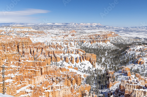 Snow Covered Landscape in Bryce canyon National Park Utah in Winter