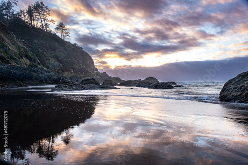 Beard's Hollow at sunset with waves