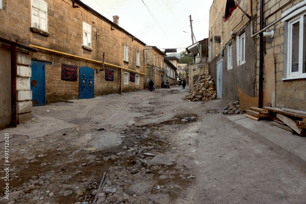 Derbent, Republic of Dagestan, Russia - August 18, 2021: Streets in the old town of Derbent.