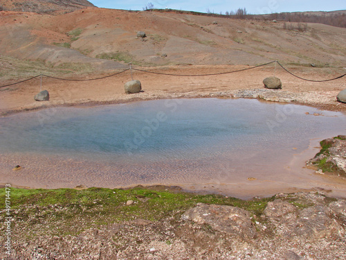 Iceland's first geyser. Great geyser. Hot spring in Iceland.