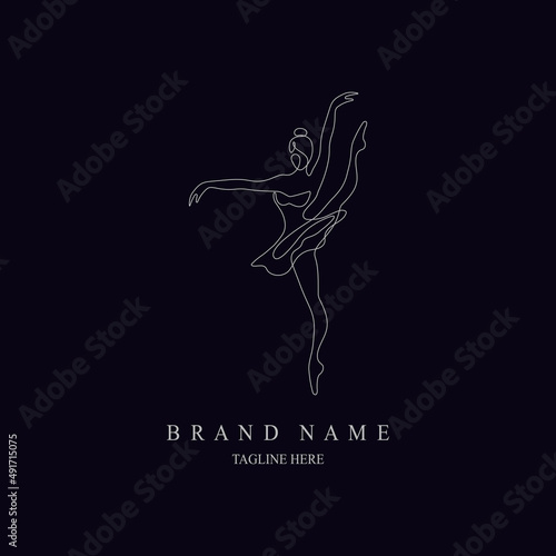 line drawing ballerina in ballet motion dance style logo template design vector for brand or company and other