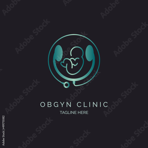 OBGYN obstetrics and gynecology clinic logo template design for brand or company and other photo