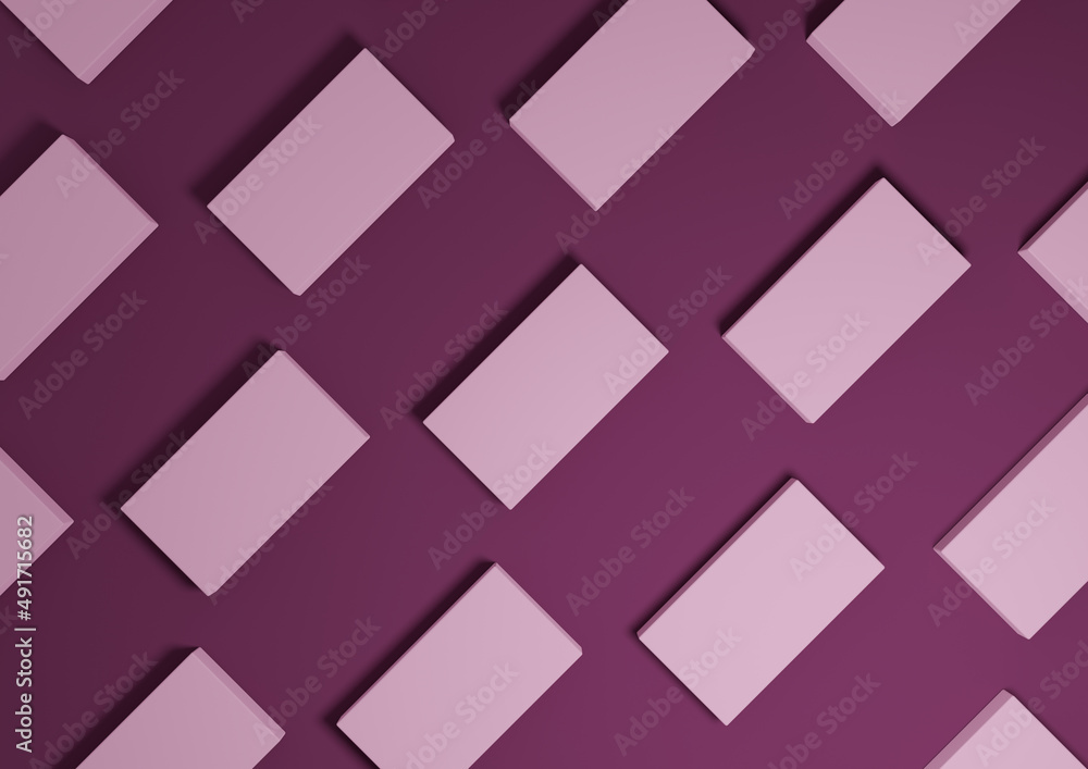 Dark magenta, purple, 3D render minimal, simple, modern top view flat lay product display from above background with repetitive square stands in a pattern Dark magenta, purple, 3D render minimal, simple, modern top view flat lay product display from above background with repetitive square stands in a pattern