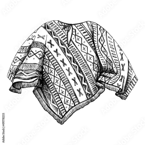 41_poncho mexican pattern realistic mexican poncho clothing

drawing linear, cinco de mayo festival, traditional mexican holiday celebration design, element for poster, congratulations, invitation, vi