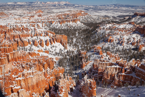Scenic Snow Covered Landscape in Bryce Canyon National Park Utah in Winter