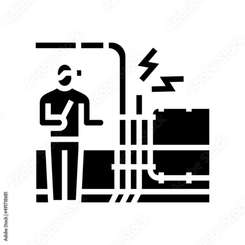 electrical fault finding glyph icon vector. electrical fault finding sign. isolated contour symbol black illustration