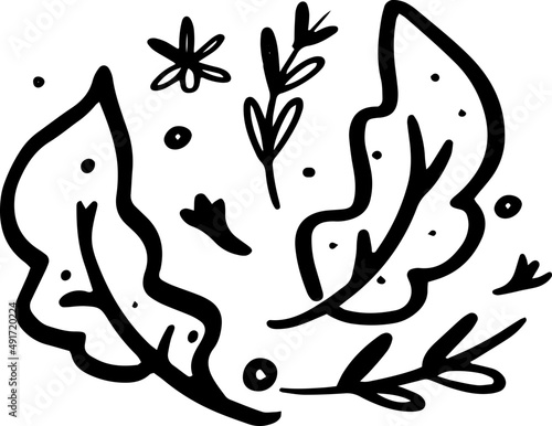 Decorative circle sketch scribble with leaves