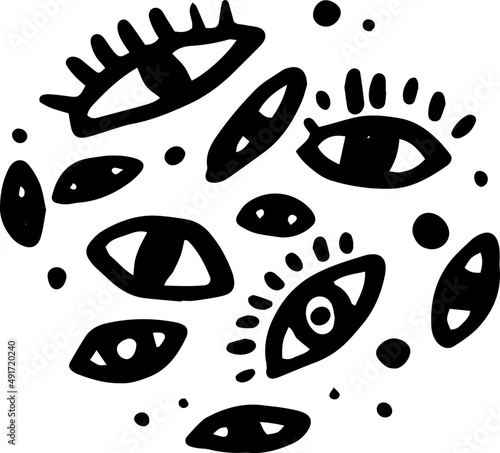 Decorative eye sketch scribble in circle shape