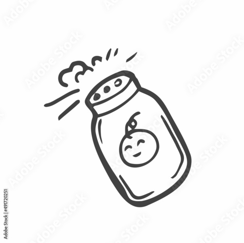 Doodle baby powder vector design. black and white. digital hand drawn.