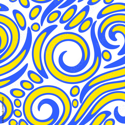  seamless pattern with curves element in blue and yellow colors