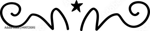 decorative divier with star and swoosh, freehand doodle ornament
