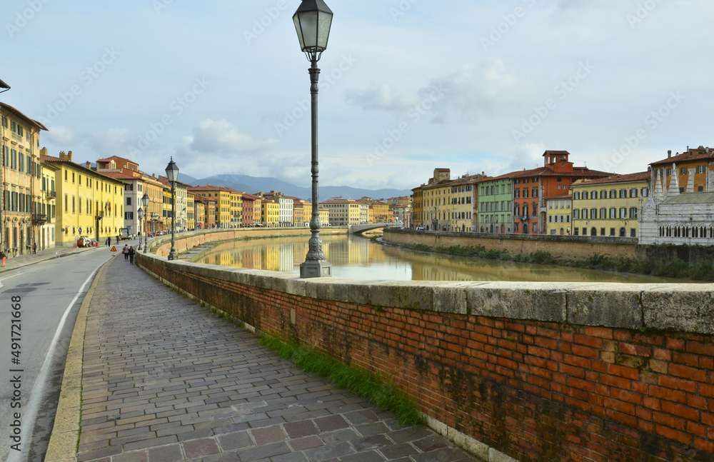Pisa, Italy. Arno river. No ads or branding.