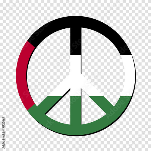 Palestine flag in peace symbol. No war. Peaceful concept. Vector illustration