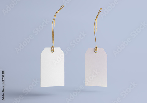 blank price tag isolated on a grey light blue background
