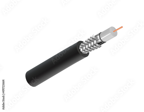 Coaxial cable. Structure. On white background. Vector illustration photo