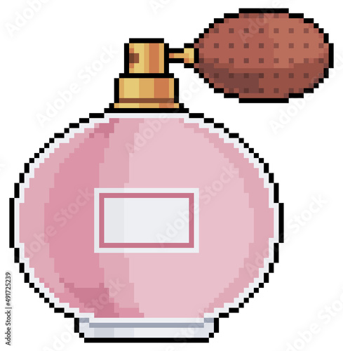 Pixel art perfume bottle vector icon for 8bit game on white background
