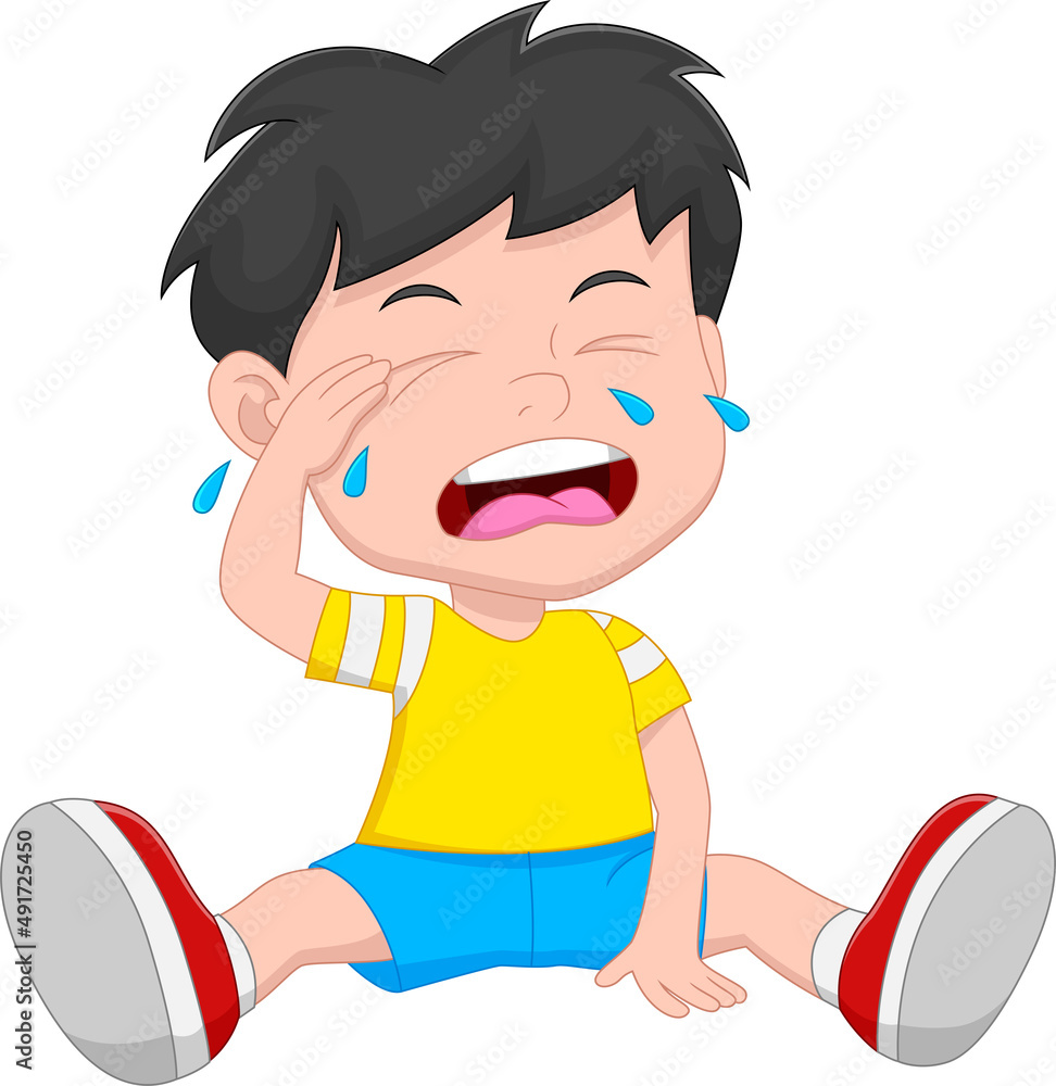 little cartoon boy crying