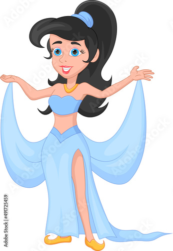 little girl wearing princess jasmine costume