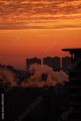 sunset over the city