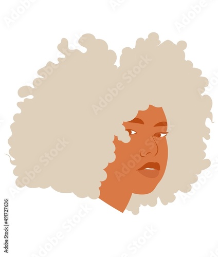 Black woman with white blackpower hair. photo