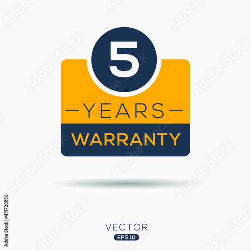 5 years warranty seal stamp, vector label.