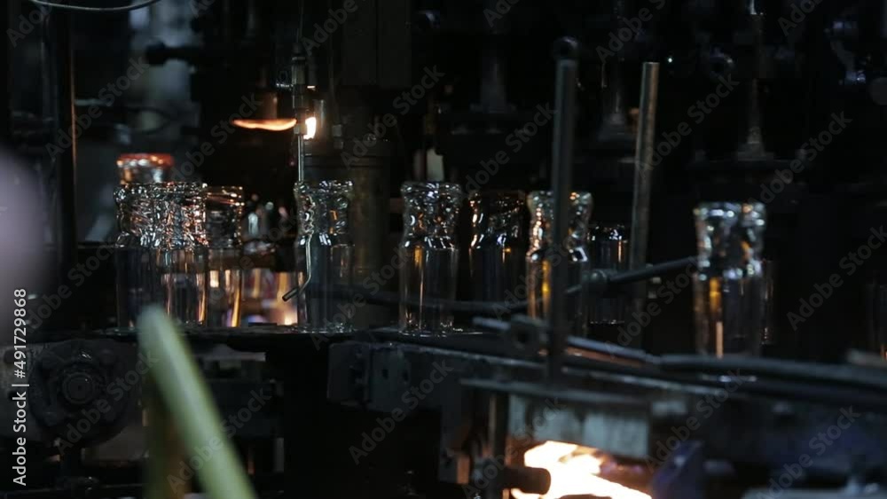 Glass goblets on a conveyor Glass goblets on a conveyor