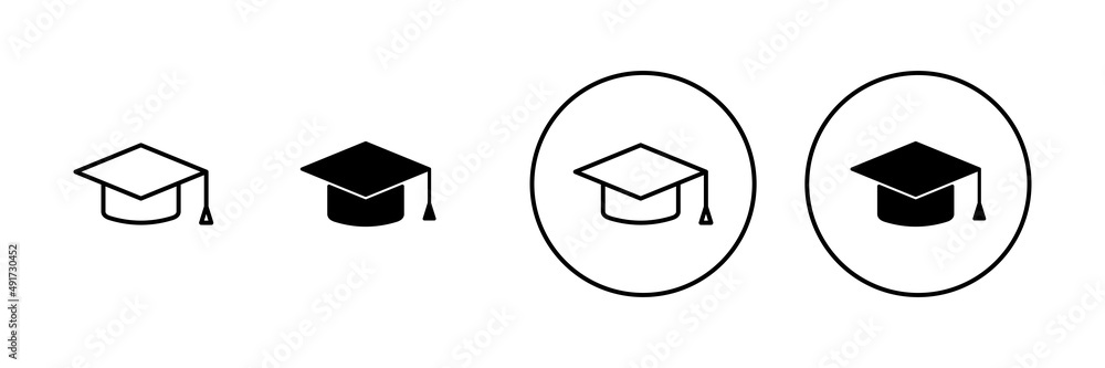 Education icon set. Graduation cap sign and symbol. Graduate. Students cap Education icon set. Graduation cap sign and symbol. Graduate. Students cap