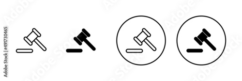 Gavel icons set. judge gavel sign and symbol. law icon. auction hammer