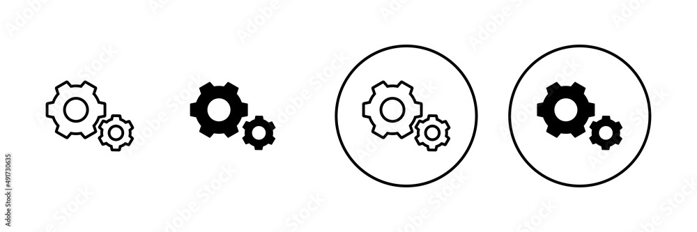 Setting Icons set. Cog Settings sign and symbol. Gear Sign Setting Icons set. Cog Settings sign and symbol. Gear Sign