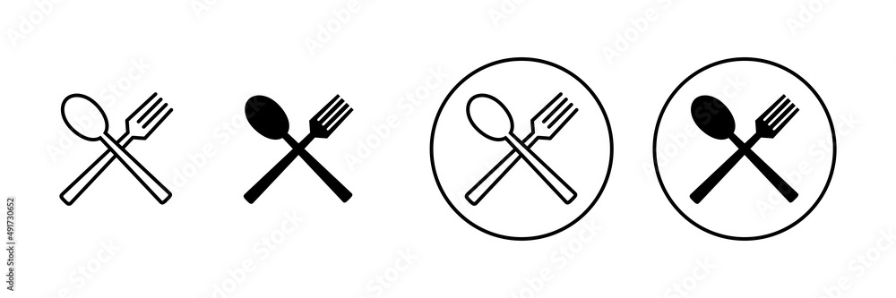spoon and fork icons set. spoon, fork and knife icon vector. restaurant sign and symbol spoon and fork icons set. spoon, fork and knife icon vector. restaurant sign and symbol