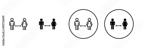 Social distancings set. social distance sign and symbol. self quarantine sign