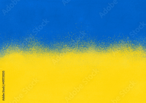 Flaga Ukrainy - tło ręcznie malowane, niebiesko-żółte.
