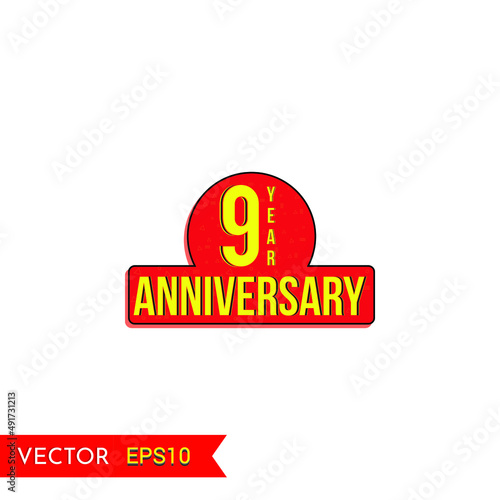 9 years anniversary vector icon, 9th year anniversary vector label,Creative celebration views typography design badges.abstract promotion graphic elements vector illustration.